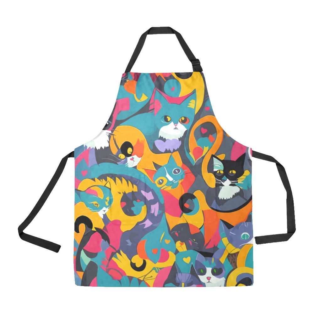 Cute colorful cats. Beautiful, cool abstract art. All Over Print Apron