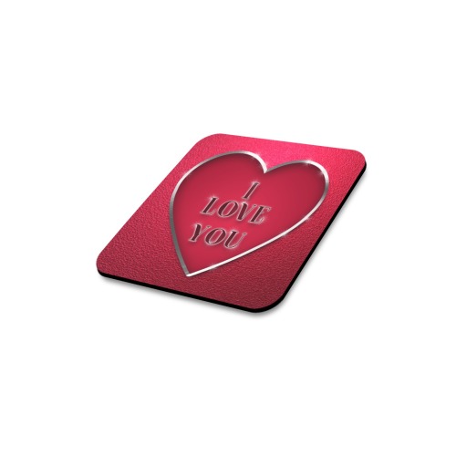 Chromed Love Heart Square Fridge Magnet
