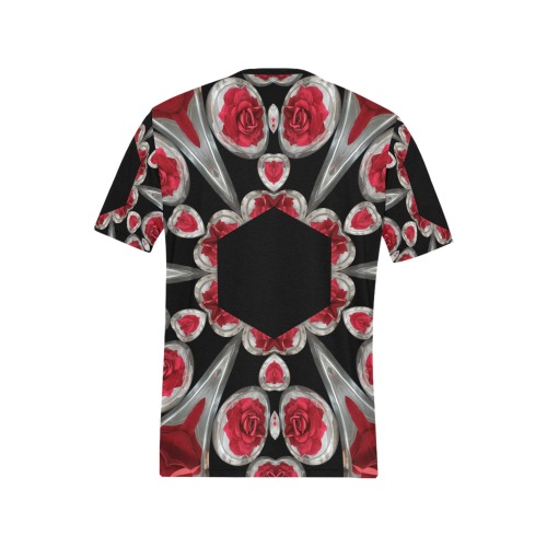 red rose bowl caleidoscope Men's All Over Print T-Shirt (Solid Color Neck) (Model T63)