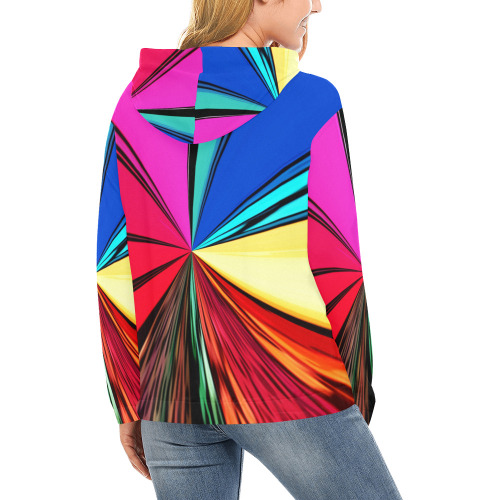Colorful Rainbow Vortex 608 All Over Print Hoodie for Women (USA Size) (Model H13)