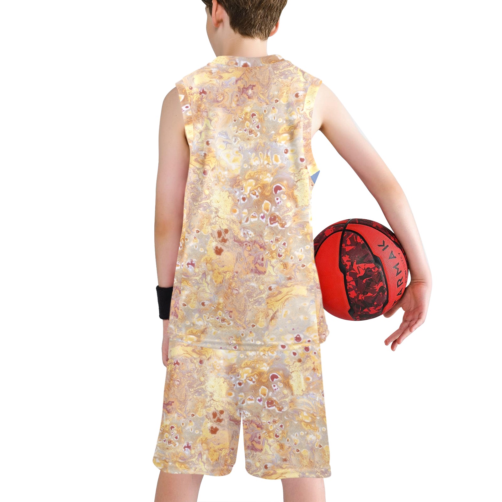 marbling 8-3 Boys' V-Neck Basketball Uniform