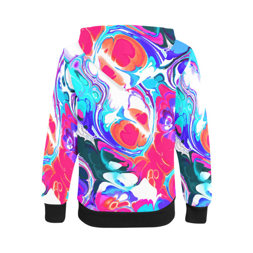 Blue White Pink Liquid Flowing Marbled Ink Abstract Kids' All Over Print Full Zip Hoodie (Model H39)