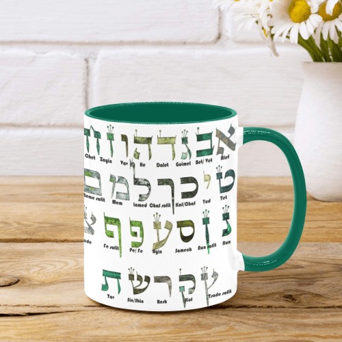 Hebre alphabet with letters name Custom Inner Color Mug (11oz)