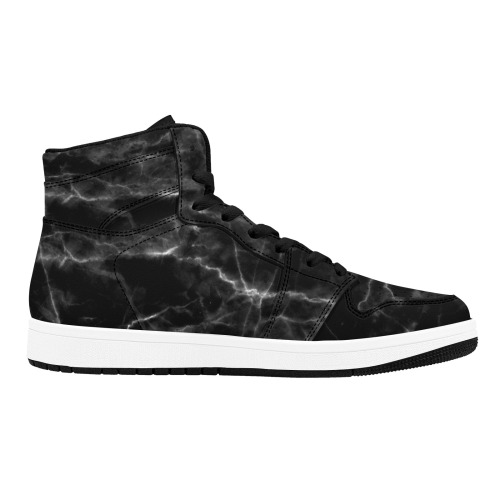 Black marble texture Men's High Top Sneakers (Model 20042)