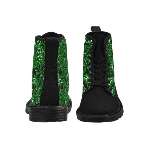 GREEN LUXURY PATTERN Martin Boots for Women (Black) (Model 1203H)