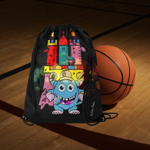 Moin Monster Hamburg by Nico Bielow Large Drawstring Bag Model 1604 (Twin Sides)  16.5"(W) * 19.3"(H)