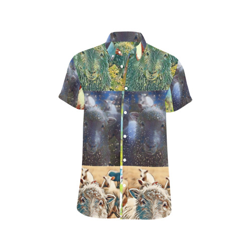 Sheep With Filters Collage Men's All Over Print Short Sleeve Shirt (Model T53)