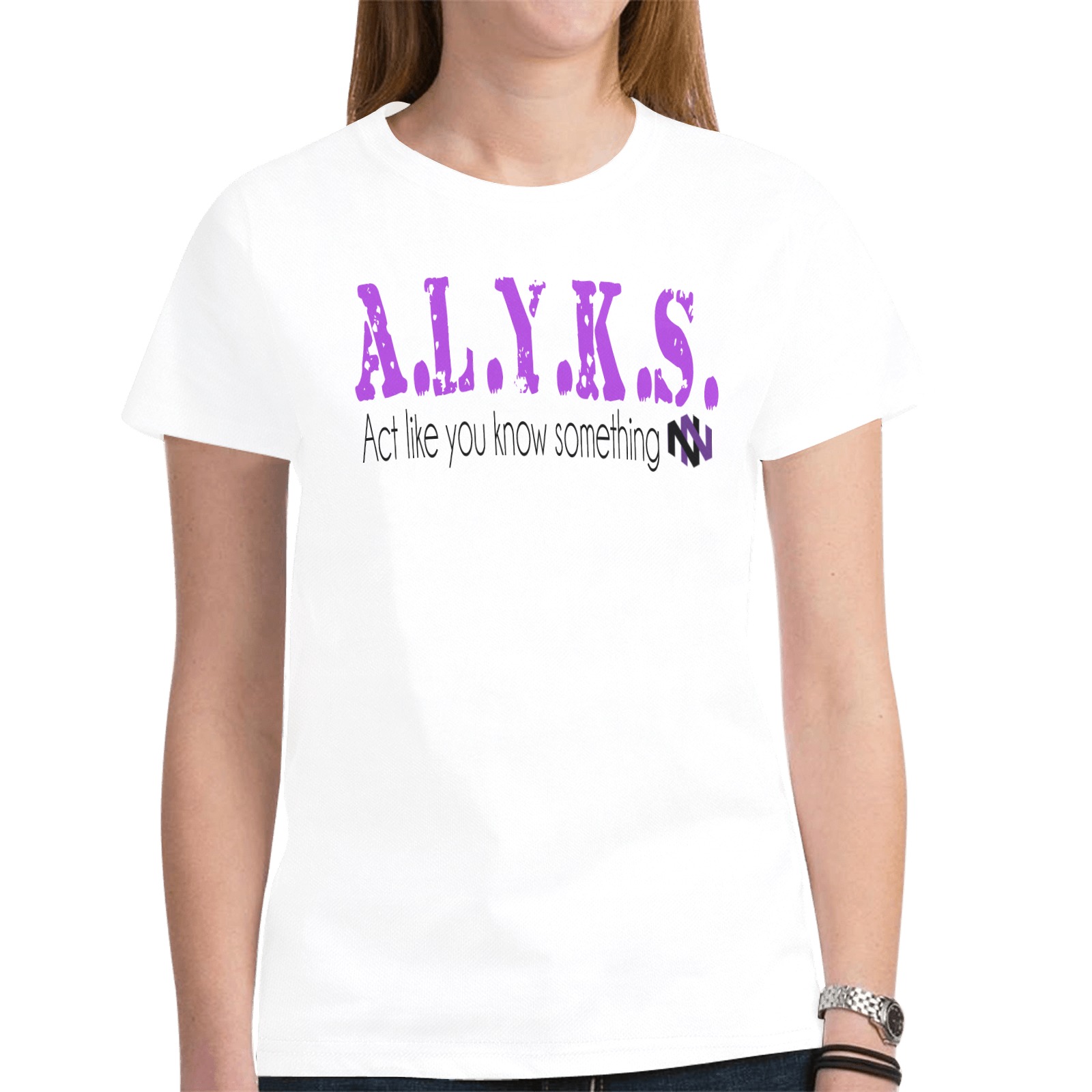 Act Like Purple letter Tee women New All Over Print T-shirt for Women (Model T45)