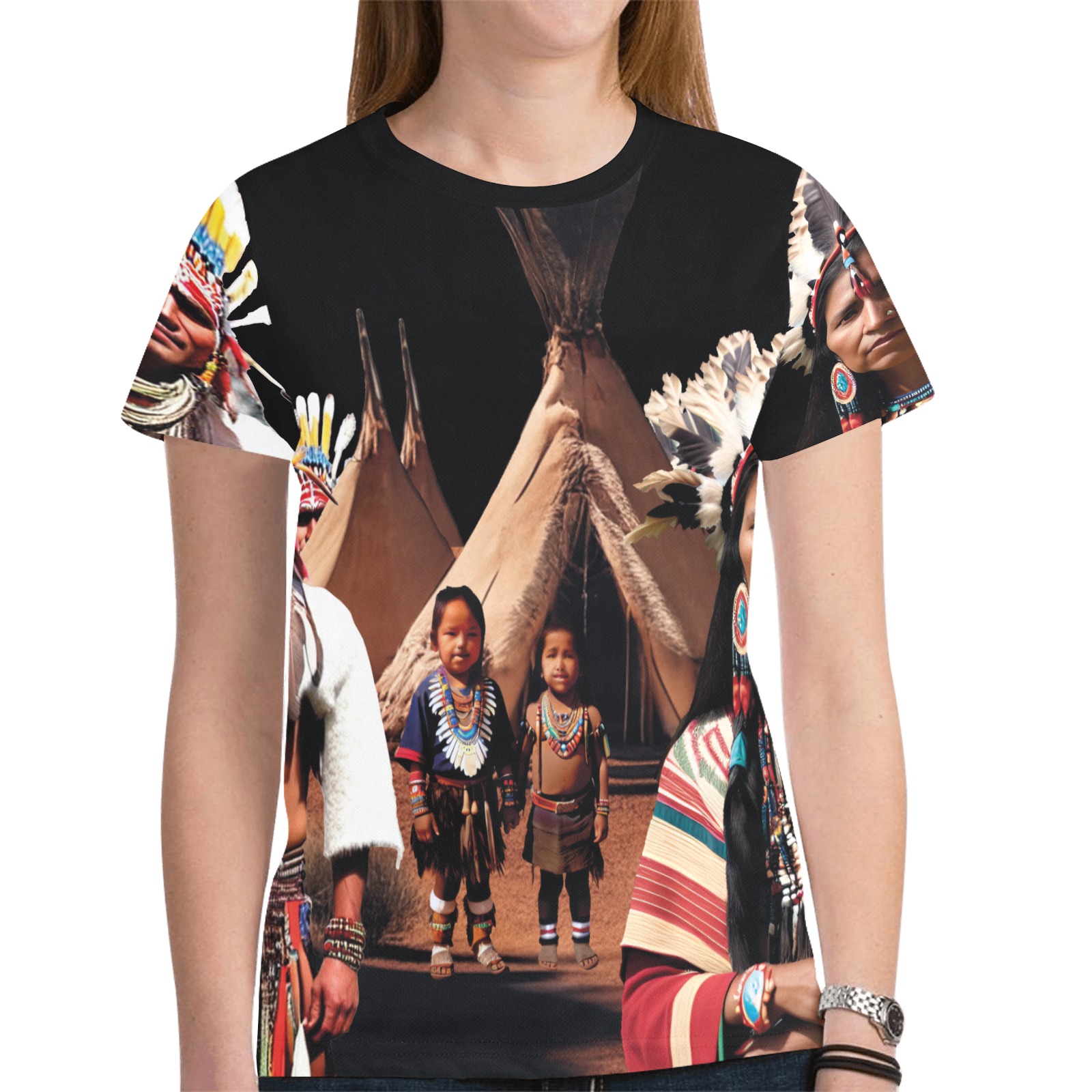 indian tribe family 1 New All Over Print T-shirt for Women (Model T45)