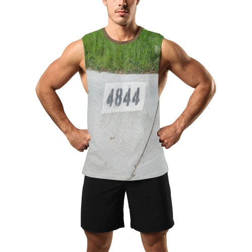 Street Number 4844 with Brown Collar Men's Open Sides Workout Tank Top (Model T72)