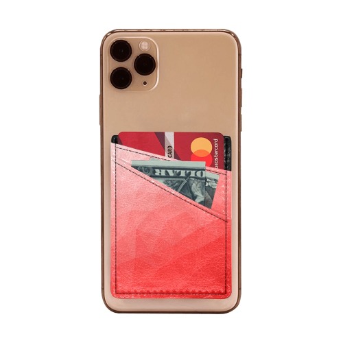 Red gradient geometric mesh pattern Cell Phone Card Holder