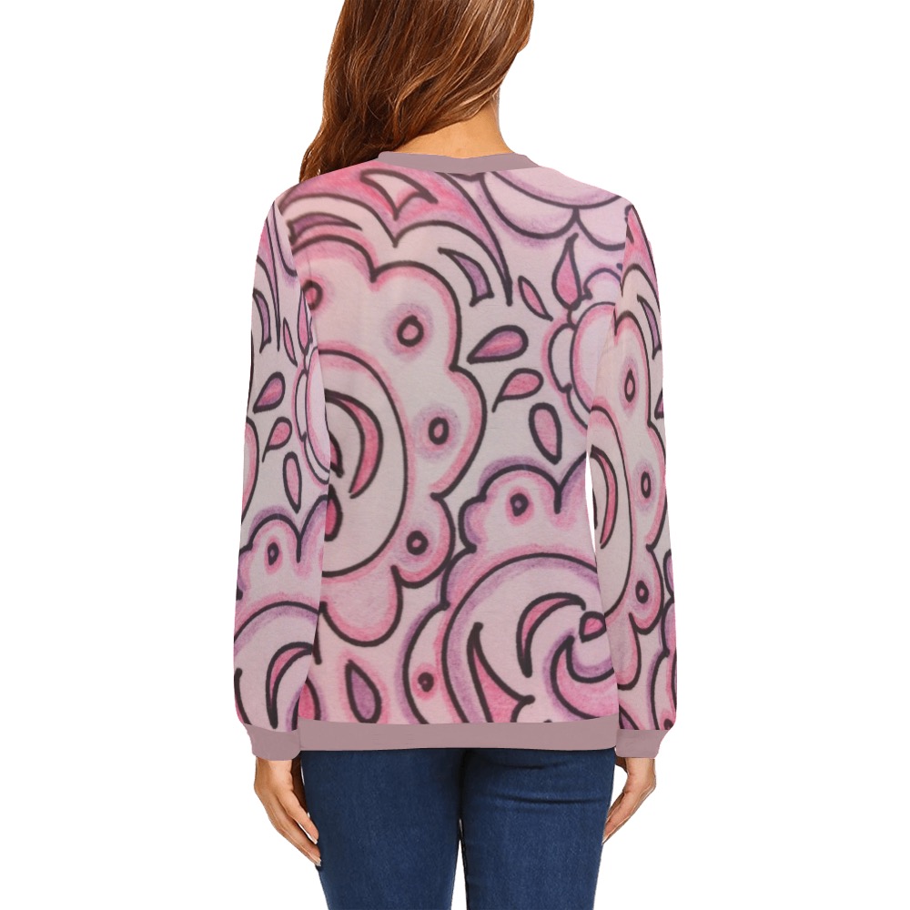 doodle design All Over Print Crewneck Sweatshirt for Women (Model H18)
