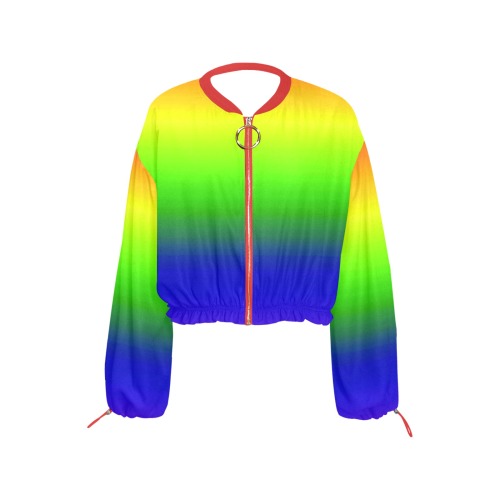 rainbow side Cropped Chiffon Jacket for Women (Model H30)