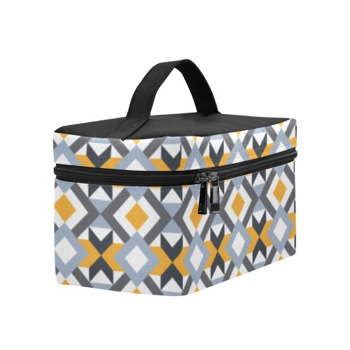 Retro Angles Abstract Geometric Pattern Cosmetic Bag/Large (Model 1658)