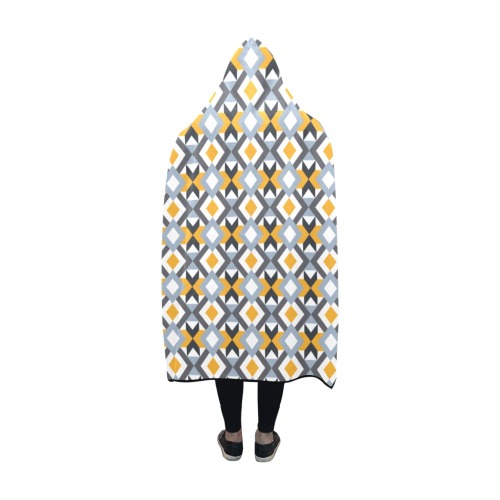Retro Angles Abstract Geometric Pattern Hooded Blanket 60''x50''
