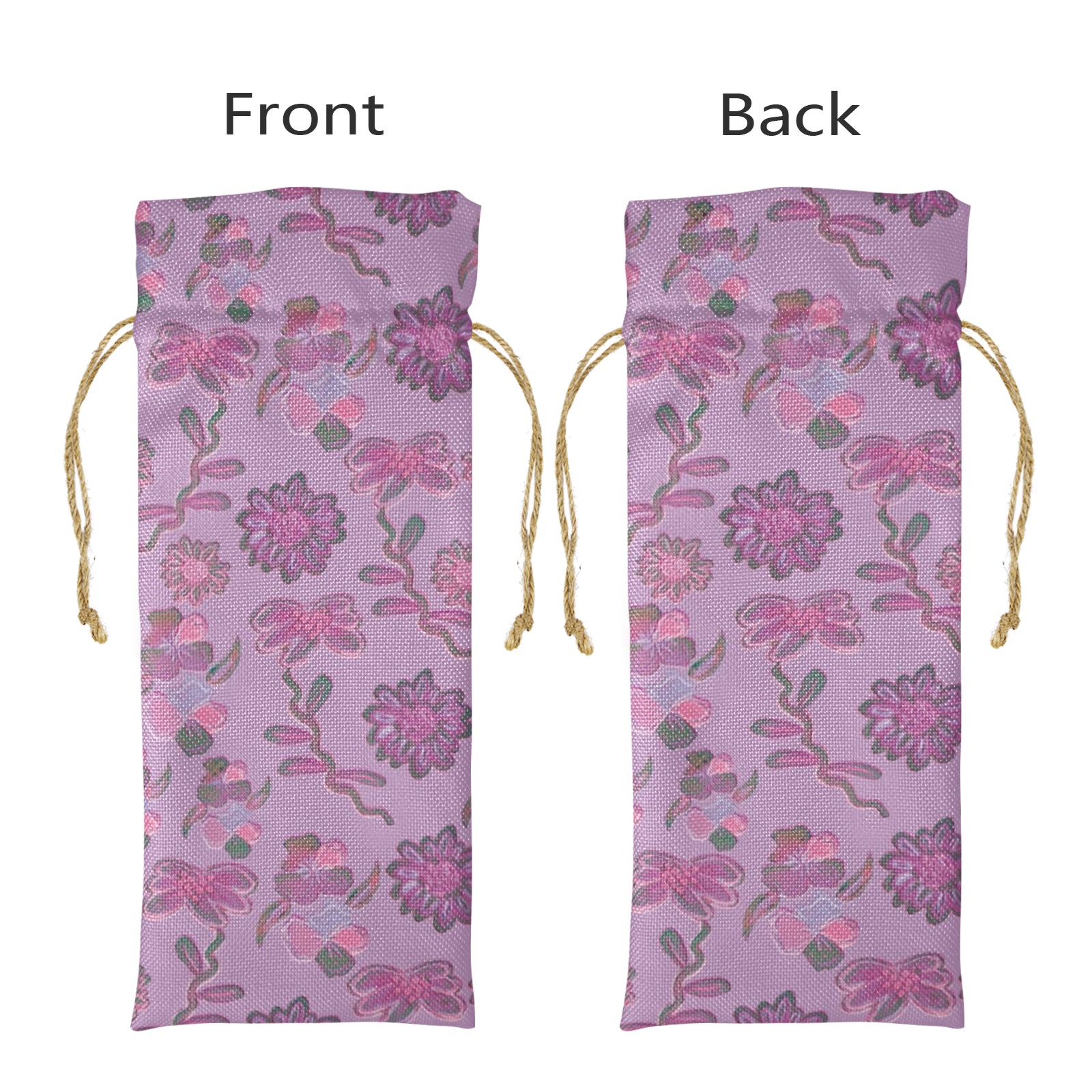 Sweet &Unique Floral Pattern Linen Wine Bottle Bag