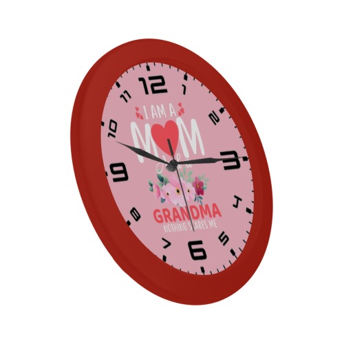 I Am A Mom And A Grandma (Red) Circular Plastic Wall clock