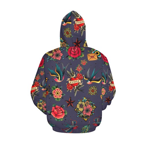 Blue All Over Print Hoodie for Women (USA Size) (Model H13)