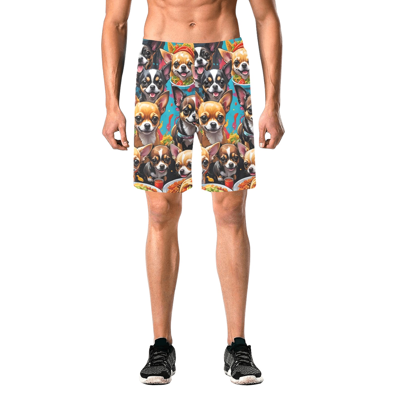 CHIHUAHUAS EATING MEXICAN FOOD 2 Men's All Over Print Elastic Beach Shorts (Model L20)