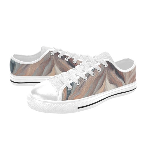 Stunning abstract brush strokes of beige colors Women's Classic Canvas Shoes (Model 018)