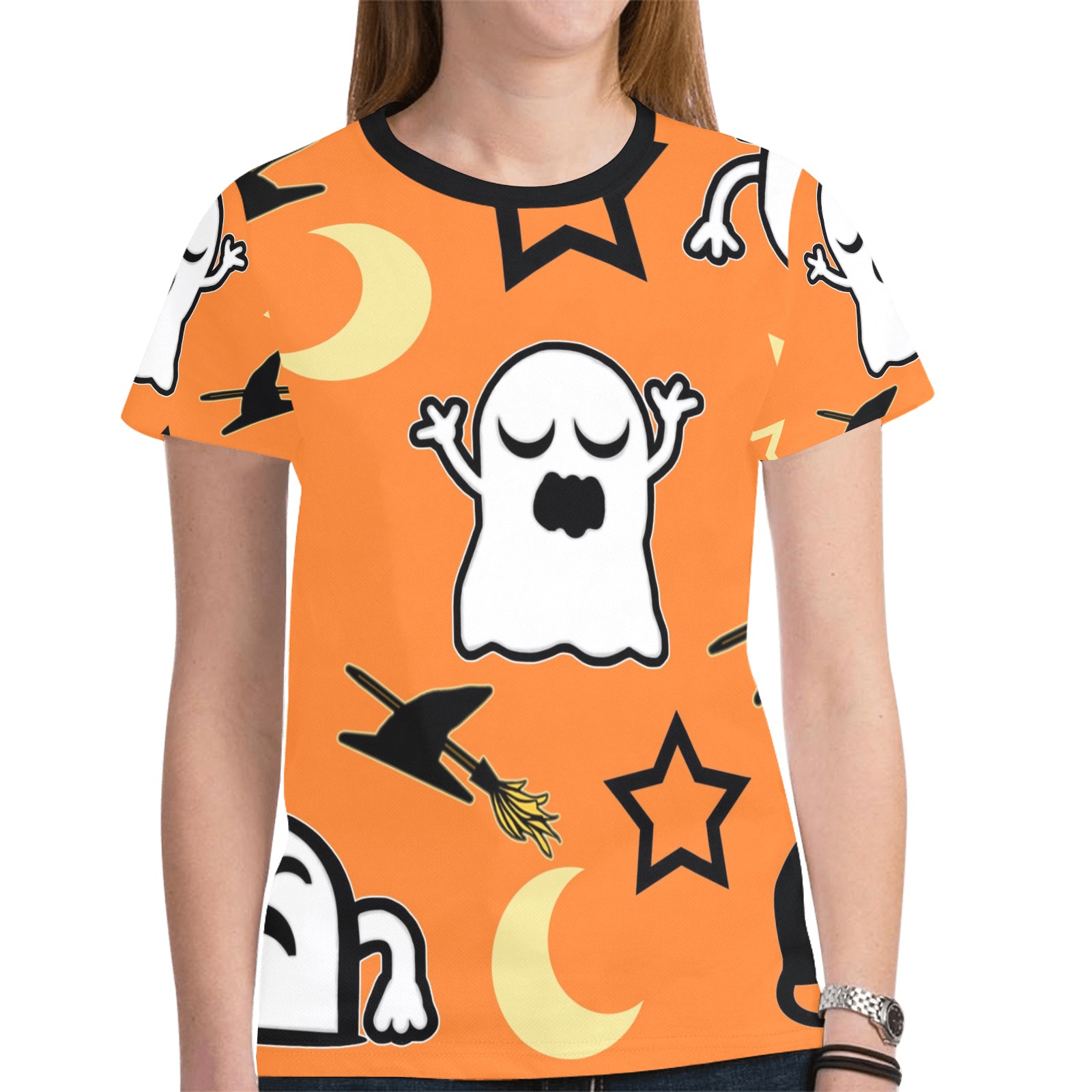 Ghosts and Cats New All Over Print T-shirt for Women (Model T45)