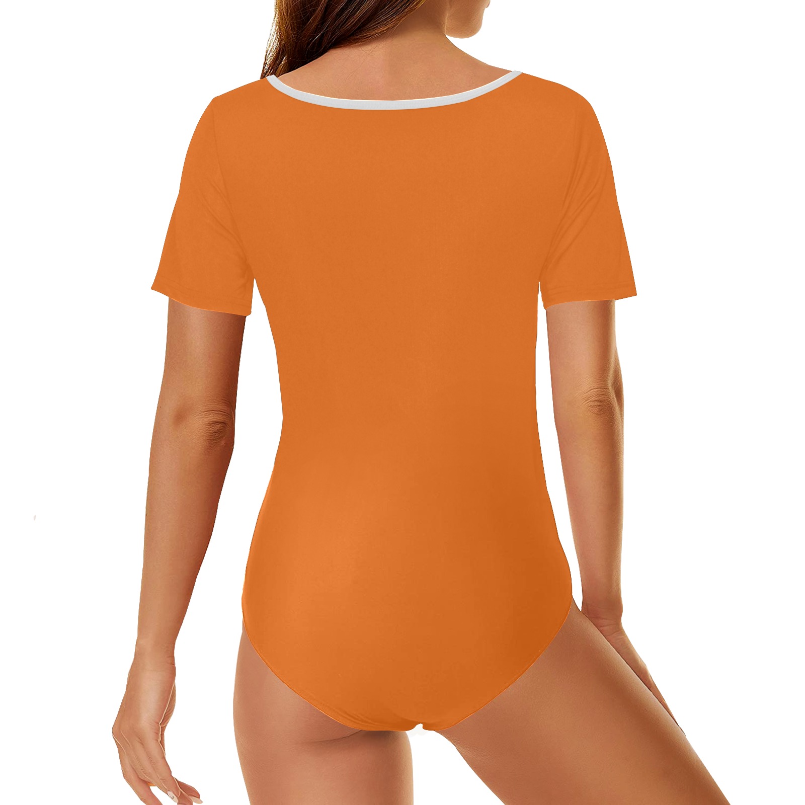 color pumpkin Women's Short Sleeve Bodysuit