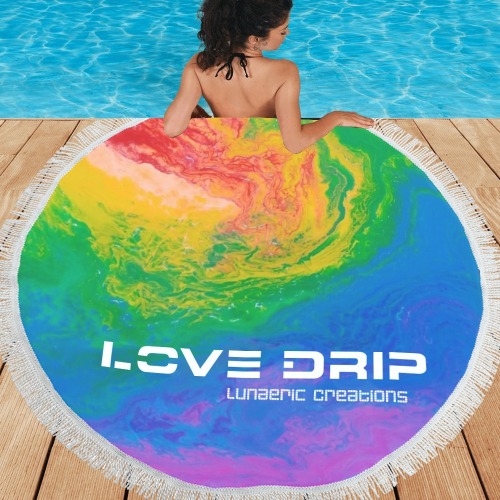 Love Drip Beach Blanket #2 Circular Beach Shawl 59"x 59"