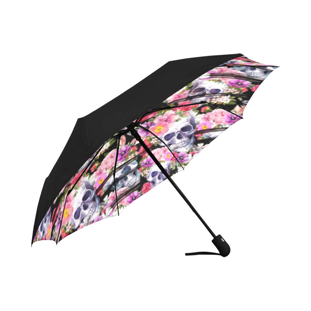 Skull and Flowers Anti-UV Auto-Foldable Umbrella (Underside Printing) (U06)