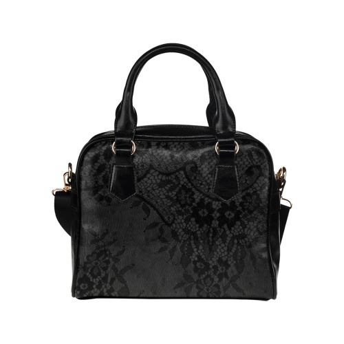 Black Lace Print | Shoulder Handbag (Model 1634)