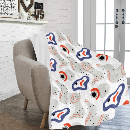 Elegant Abstract Mid Century Pattern Ultra-Soft Micro Fleece Blanket 60"x80"