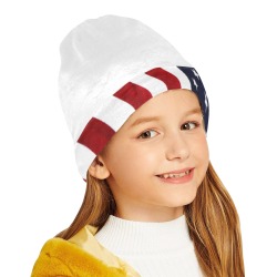 Patriotic USA Flag / White All Over Print Beanie for Kids