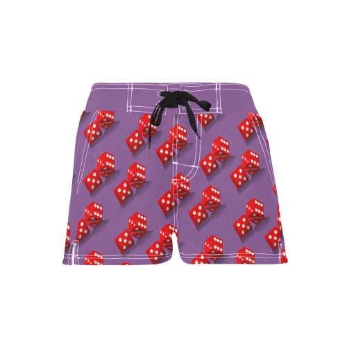 Las Vegas Craps Dice - Purple Women's Casual Board Shorts (Model L54)