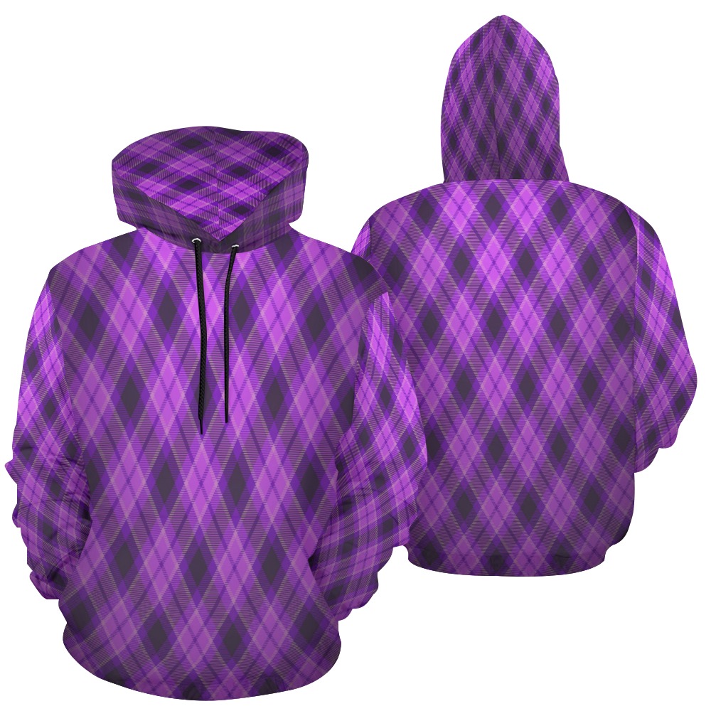 Purple Diamonds All Over Print Hoodie for Women (USA Size) (Model H13)
