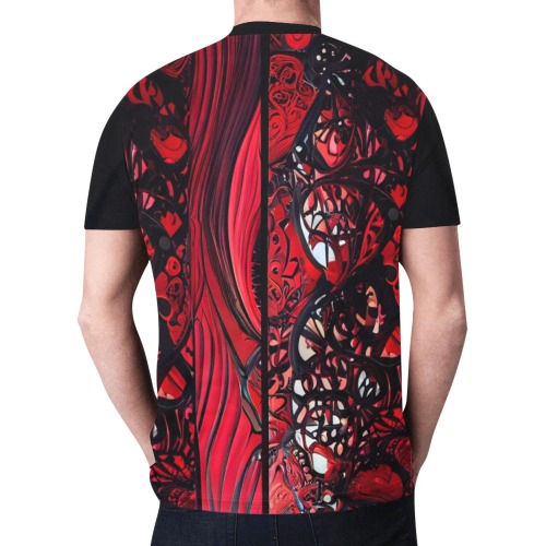 red and black intricate pattern 1 New All Over Print T-shirt for Men (Model T45)