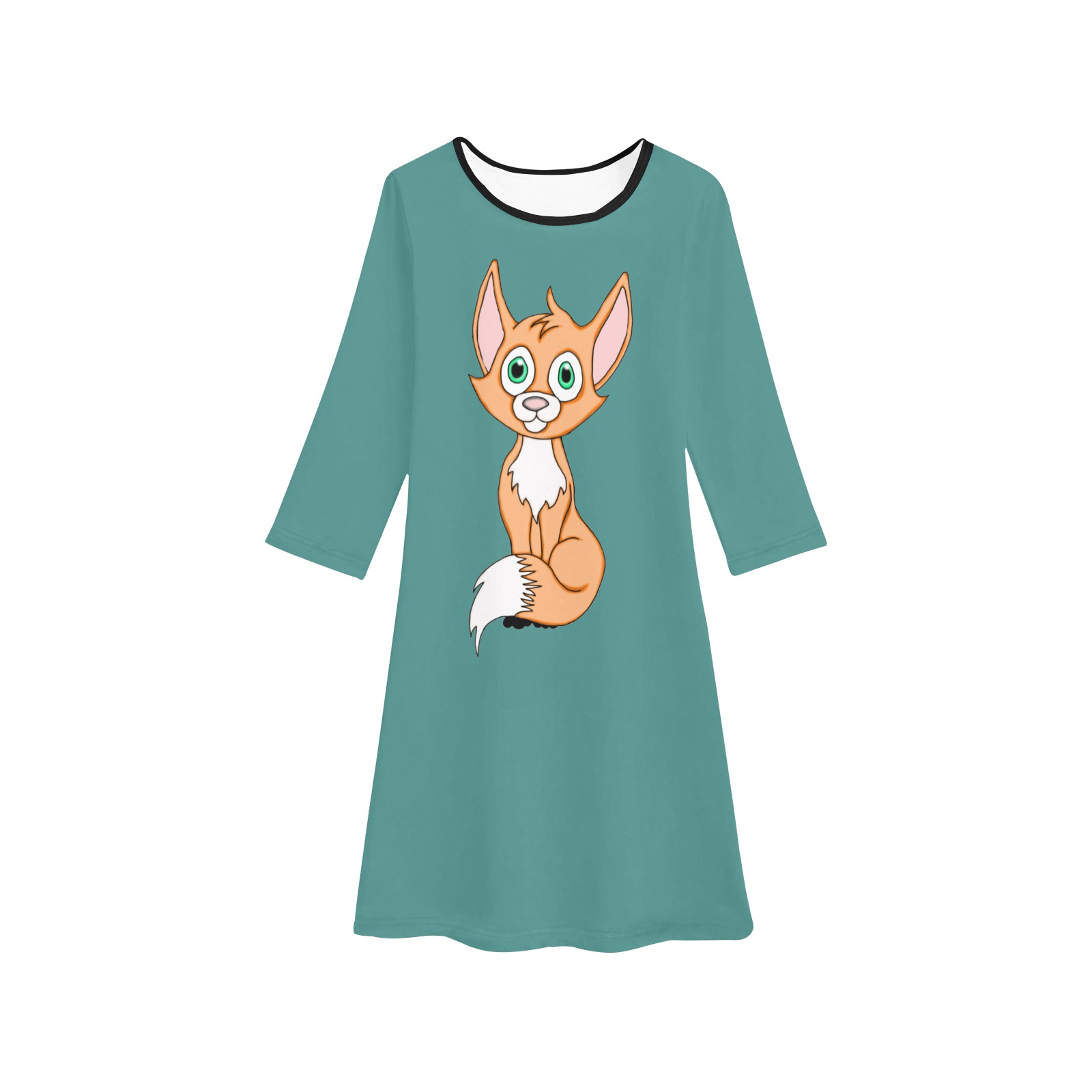 Foxy Roxy Jade Green Girls' Long Sleeve Dress (Model D59)
