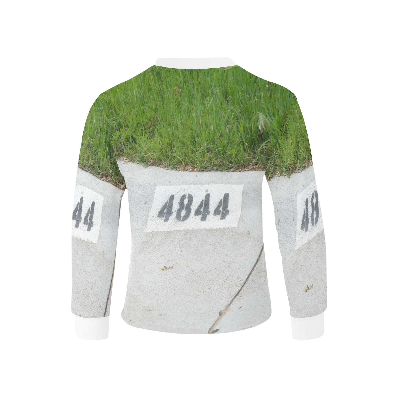 Street Number 4844 with white collar Kids' Rib Cuff Long Sleeve T-shirt (Model T64)