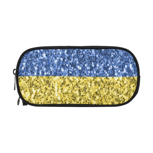 Blue yellow Ukraine flag glitter faux sparkles Pencil Pouch/Large (Model 1680)