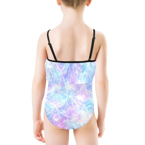 Mermaid Galaxy Kids' Spaghetti Strap Ruffle Swimsuit (Model S26)