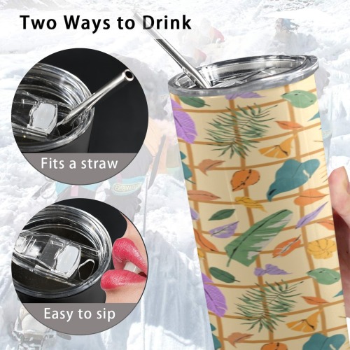 Colorful nature grid 20oz Tall Skinny Tumbler with Lid and Straw