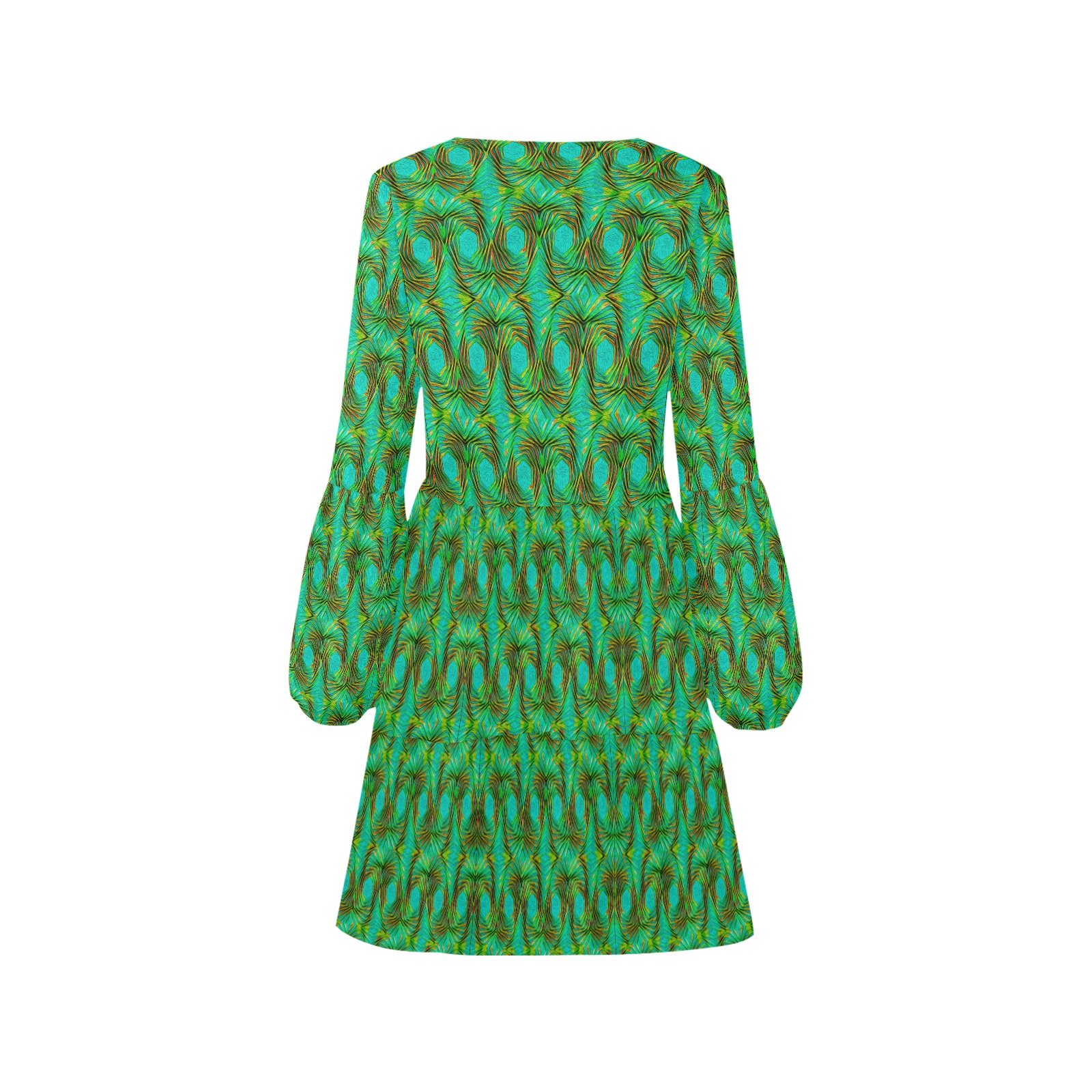 Knots neon-green V-Neck Loose Fit Dress (Model D62)