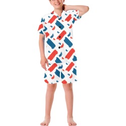 Red, White, Blue Brushstroke Pjs Big Boys' V-Neck Short Pajama Set