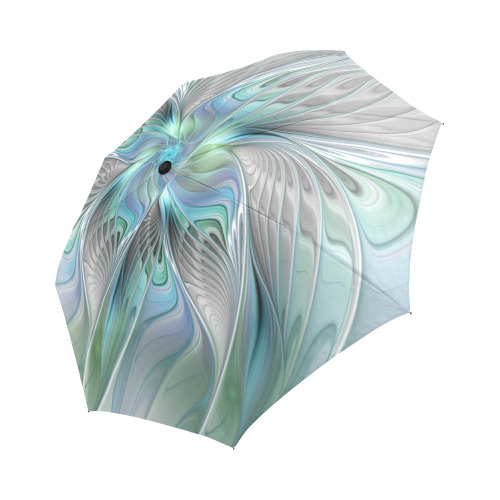 Abstract Blue Green Butterfly Fantasy Fractal Art Auto-Foldable Umbrella (Model U04)