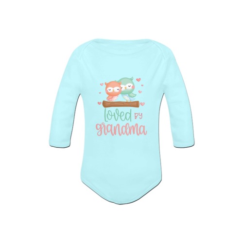Loved By Grandma with Adorable Owls Baby Powder Organic Long Sleeve One Piece (Model T27)