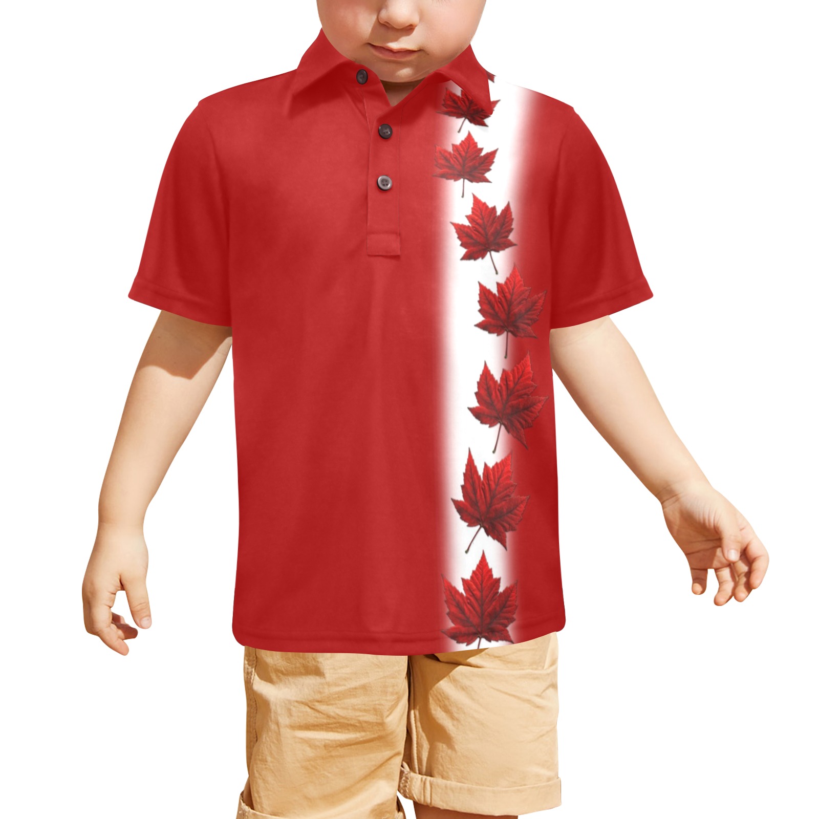 Kid's Canada Maple Leaf Team Little Boys' All Over Print Polo Shirt (Model T55)