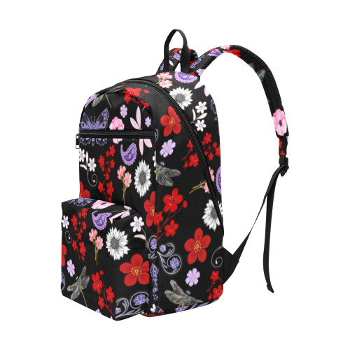 Black, Red, Pink, Purple, Dragonflies, Butterfly and Flowers Design Large Capacity Travel Backpack (Model 1691)