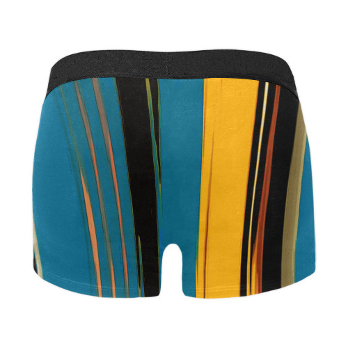 Black Turquoise And Orange Go! Abstract Art Men's Boxer Briefs with Merged Design (Model  L10)