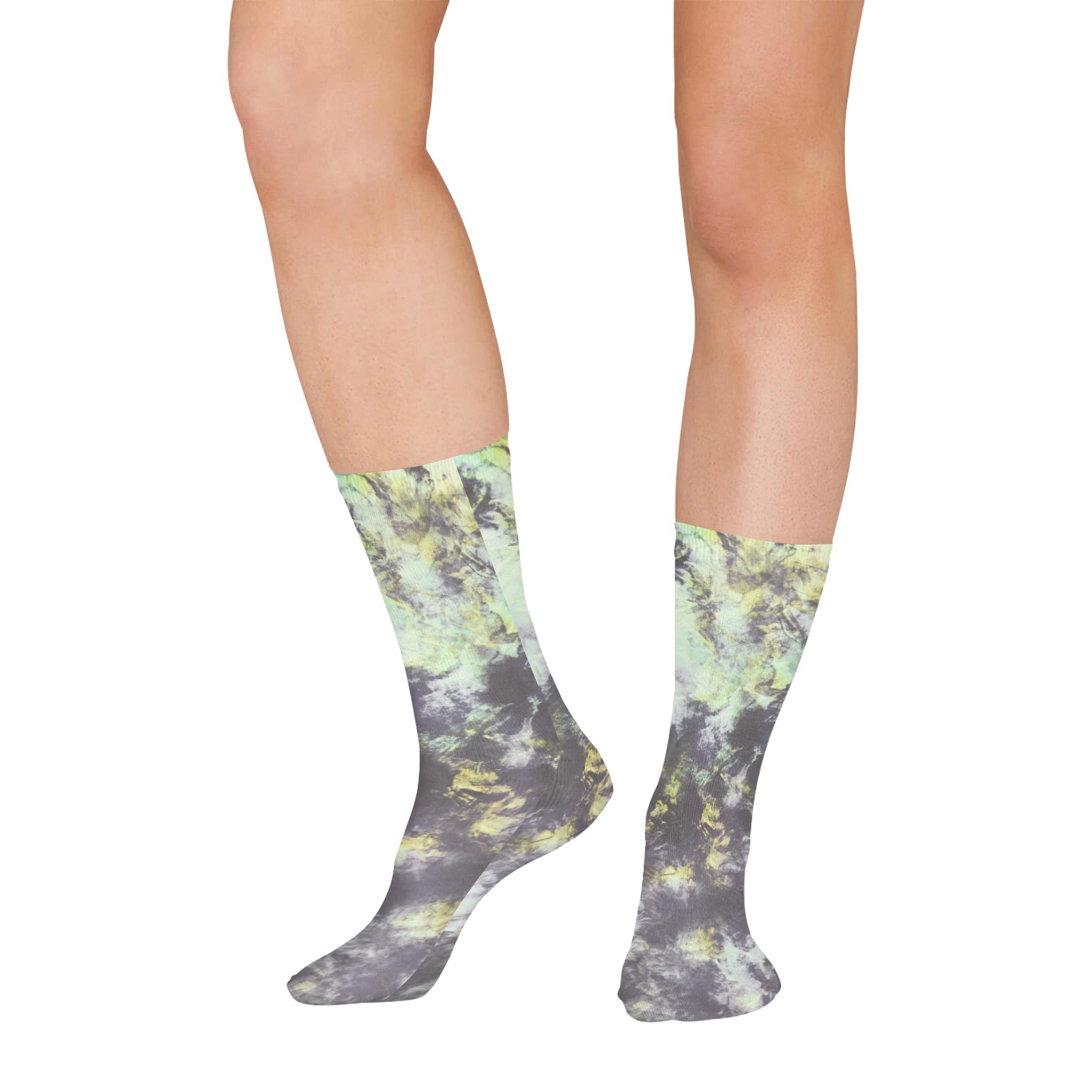 Green and black colorful marbling All Over Print Socks for Women
