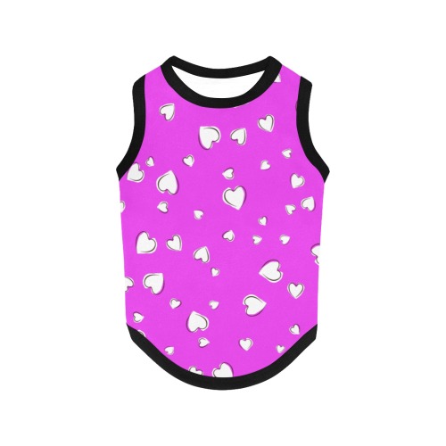 White Hearts Floating on Pink All Over Print Pet Tank Top