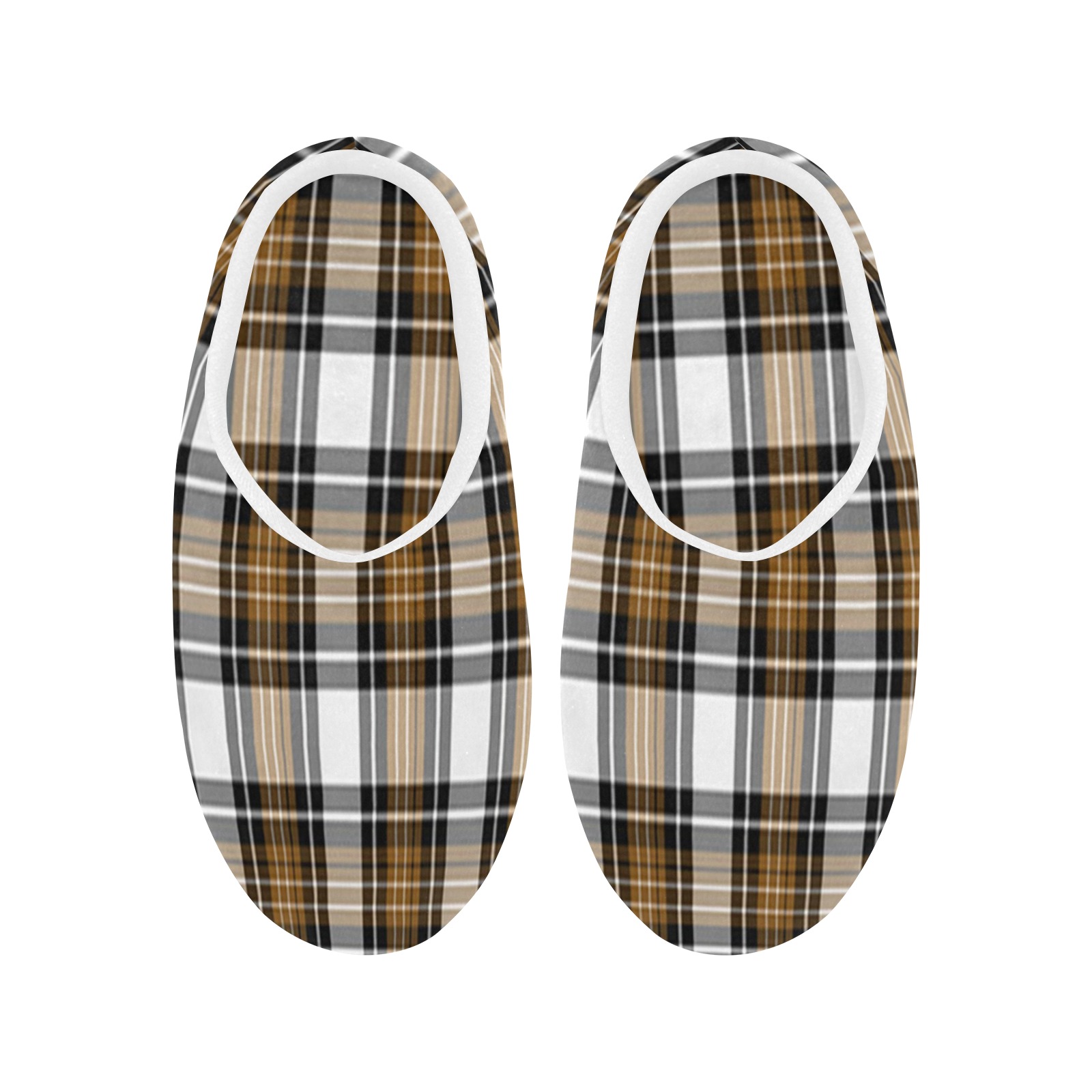 Brown Black Plaid Women's Non-Slip Cotton Slippers (Model 0602)