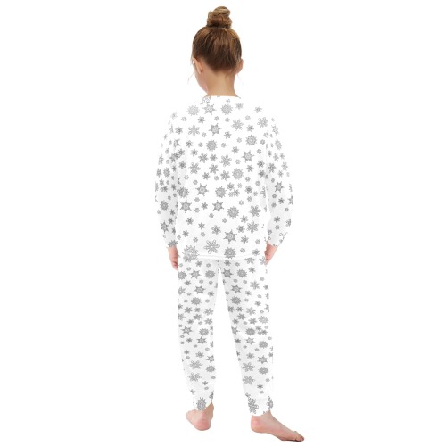 Snowflakes for Christmas Little Girls' Crew Neck Long Pajama Set